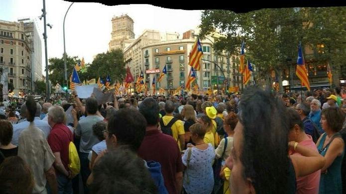 Demonstration am Donnerstag zum angeblichen Jahrestag der Rebellion in Barcelona. Bild: CDR